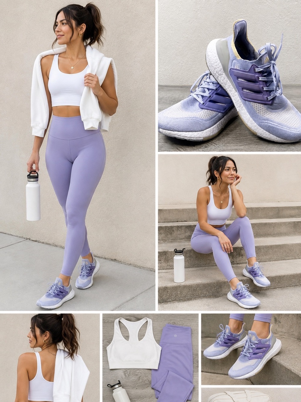 adidas Women's Lavender Running Shoes with Purple Accents Size 7